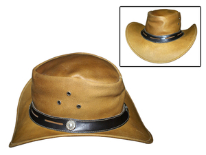 Sombrero Vaquero Occidental de Cuero Genuino HMB-906C, Color Marrón Antiguo, Alta Calidad, Grabado, Unisex, para Todas las Estaciones - Product Image 3
