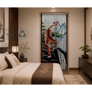 Cortina de Bambú Sostenible con Cuentas, Hecha a Mano en Vietnam, Decorativa para Puerta, Diseño Bohemio, Control de Luz, Octogonal - Product Image 2