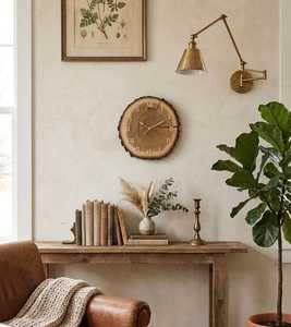 Reloj de Pared Grande de Roble, Reloj de Pared Rústico de Madera, Madera Auténtica, 11 Pulgadas, Corte de Madera, Decoración del Hogar, Arte Mural Único Hecho a mano. Natural Cra - Product Image 3