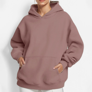 Sudadera con Capucha Extra Grande para Mujer, Manga Larga, Informal, de Felpa, con Bolsillo Canguro, Corte Holgado, 100% Algodón, para Uso Diario en Invierno - Product Image 5
