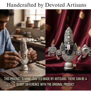 Statue artisanale plaquée argent 999 Balaji, 8 pouces, élégante décoration Venkateswara Swamy pour mariage et décoration intérieure Vastu - Product Image 5