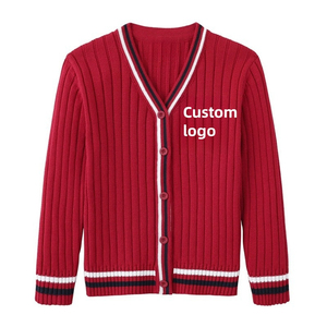 Cárdigan de punto acrílico azul marino para hombre, estilo universitario, con cuello en V, botones, manga larga, liso, antipilling, para invierno, con logo personalizado - Product Image 3