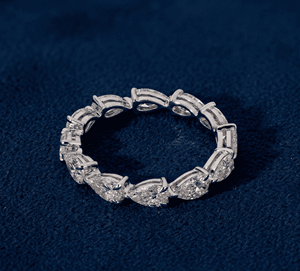 Anillo de Diamantes Cultivados en Laboratorio de Oro de 14K, Anillo de Eternidad con Forma de Pera, Anillo de Boda de 2.07CT, Joyería Fina de Lujo - Product Image 1