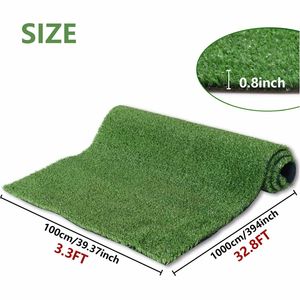 3ft X 32ft Premium tappetino in erba artificiale fori di drenaggio 0.6 pollici spessi supporto in gomma finta per aree per animali domestici interni/esterni - Product Image 3