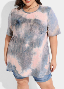 T-shirt d'été 180 GSM 100% Coton OEM pour Femme Grande Taille Coupe Ample Col Rond Imprimé Tie-Dye Décontracté - Product Image 2