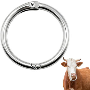 Anillo Nasal de Acero Inoxidable con Bloqueo para Ganaderos y Veterinarios, Herramienta Duradera y Segura para el Manejo de Ganado, Libre de Rebabas, Certificado CE - Product Image 1