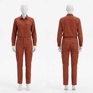 Tenue de Travail pour Femmes, Uniforme en Polyester Coton Sergé 240 GSM, Orange, avec Panneaux à Coutures Contrastées, Broderie Personnalisée, Impression de Logo - Product Image 2