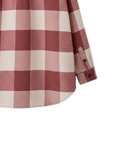 Chemise-veste en flanelle à carreaux rose beige personnalisée pour homme, à manches longues, boutonnée, chaude, style décontracté, pour l'hiver - Product Image 6