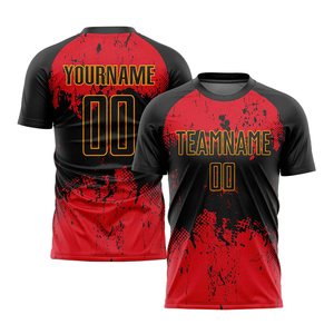 Optimal Comfort Durability Performance Premium Custom Black-red Heat-transfer Printed Soccer Jersey Moisture-wicking Soccer - Product Image 6
