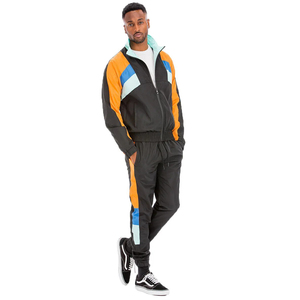 Survêtement pour homme à blocs de couleur, manches longues, fermeture éclair sur le devant, sportif, coupe classique, polyester respirant, poches latérales - Product Image 4