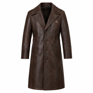 Manteau Ulster en cuir véritable pour homme |   Brun Charbon Gris |   Fabricant OEM ODM |   Conception de qualité supérieure |   Vêtements en cuir | - Product Image 1