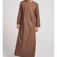 Vente en gros de Jubbah personnalisée avec logo, vêtements islamiques de haute qualité, Thobe saoudien en polyester et coton, anti-plis, extensible dans les quatre sens, décontracté