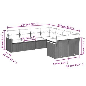 Juego de sofás de patio de ratán sintético negro de 8 piezas con cojines, elegantes muebles de exterior - Product Image 3
