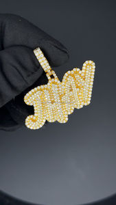 925 Mossanite de plata esterlina colgante hecho a medida VVS Moissanite colgante Iced Out Diamond nombre colgante - Product Image 3