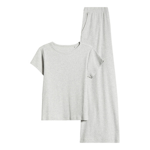 Pijama de algodón puro para mujer, estilo coreano, conjunto de dos piezas con estampado de dibujos animados, cintura elástica, ropa de dormir y descanso. - Product Image 4