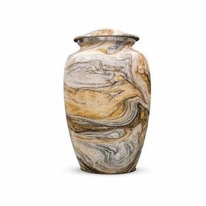 Urnas Metálicas para Cenizas con Patrón de Piedra Natural Beige y Marrón, Urnas Metálicas Conmemorativas Clásicas para un Descanso Eterno y Tranquilo - Product Image 1