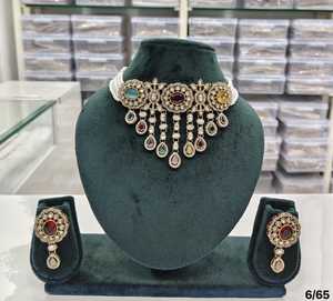 Multi Strand <b>Pearl</b> Choker <b>Necklace</b> <b>Set</b> Handcrafted Oval Medallion Antique Gold Plated Jewellery <b>Sets</b> With Matching Drop Earrings - Product Image 2