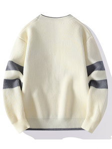 Suéter de Cuello Redondo para Hombre, Color Sólido, Transpirable, de Invierno, Tejido en Poliéster/Algodón, Manga Larga, con Logotipo Frontal - Product Image 2