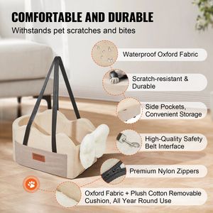 Siège console central pour petit chien avec laisse à clipser sur l'accoudoir de voiture et housse de siège arrière pour animaux de compagnie avec fonctions réglables - Product Image 3