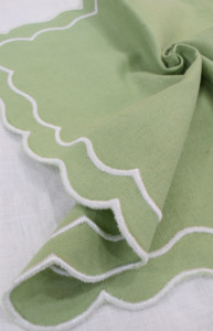 Handmade 100% Flax Linen <b>Square</b> Napkin with Scallop <b>Edge</b> Custom Design for Dining and Home Decoration - Product Image 3