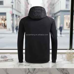 Veste matelassée hybride pour homme avec capuche, légère, isolante, manches raglan, résistante à l'eau - Product Image 3