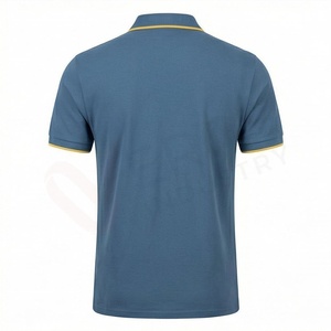 Polo à manches courtes pour homme, bleu, jaune et blanc, design tricoté décontracté, coupe classique - Product Image 2