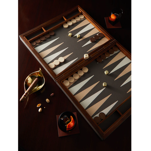 Jeu de backgammon vintage en tissu de lin, plateau de jeu pliable portable avec bordure en PU, jeu de voyage classique, plateau de backgammon de stratégie - Product Image 4