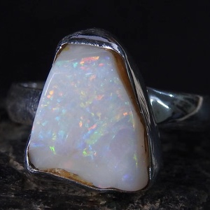 Australian Natural Polished Silver <b>Opal</b> Classic Wedding & Party Gift <b>Ring</b> for Her Fashion Jewelry New Arrival - Product Image 1