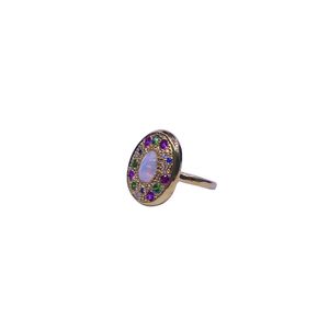 Wedding Wear 925 Sterling Silver Gold Plated Jewelry Opal Gemstone Women Wear Classic <b>Couple</b> <b>Ring</b> - Product Image 5