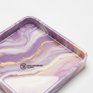 Luxury Handcrafted Resin Storage <b>Tray</b> Gold Vein Marble Effect Decorative Platter for Coffee <b>Table</b> Hotel & Modern Home Decor - Product Image 3