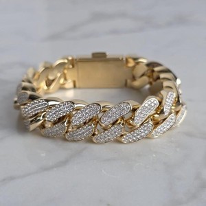 กำไลข้อมือเงินแท้ 925 ประดับเพชรโมอิสซาไนต์ทรงกลม VVS แบบ Cuban Link สไตล์ฮิปฮอปสุดหรูสำหรับทุกเพศ - Product Image 1