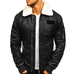<b>Men's</b> Biker Style Faux Leather Slim Fit Lightweight Digital Printed Full Sleeve <b>Bomber</b> <b>Jacket</b> Detachable Fur Collar Multi-Season - Product Image 4
