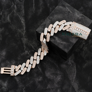 Bracelet chaîne pour homme en or blanc plaqué, moissanite S925, taille brillante, micro-incrustation, luxe, pour tous les jours, fiançailles, anniversaire, fête - Product Image 1