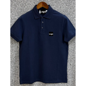 Men's Casual <b>Shirt</b> Spandex/Cotton Knitted Short <b>Sleeve</b> Solid Collared Button-Up Printed Eco-Friendly Custom Logo Uniform Wear - Product Image 1
