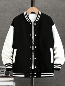Oversized Breathable <b>Men's</b> Black Varsity <b>Jacket</b> Turn-down Collar Casual Streetwear Regular Fit Autumn Wear <b>Jackets</b> For <b>Men</b> - Product Image 1