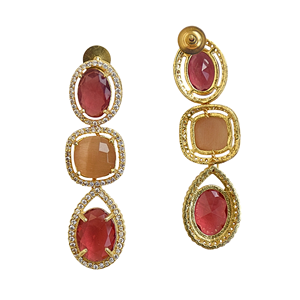 Boucles d'oreilles pendantes goutte d'eau en zircone style Bohème, plaqué or 18 carats, laiton, bijoux fantaisie, pierres colorées, design unique - Product Image 3