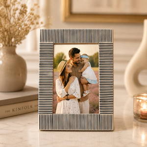 Handcrafted Black & White Striped Solid <b>Wood</b> Photo <b>Frame</b> Decorative Tabletop <b>Picture</b> <b>Frame</b> for Home Office Living Room Bedroom - Product Image 2
