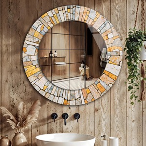 Handmade Contemporary Stone Mosaic <b>Round</b> <b>Mirror</b> REHMAN CRAFT - Product Image 6