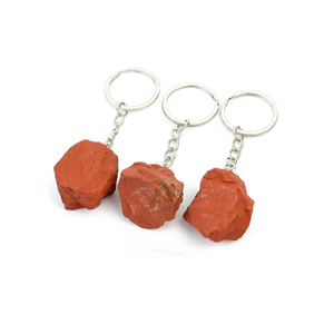 Llavero de cristal de alta calidad, llavero de jaspe rojo en bruto, llavero de piedra natural, regalos para mujeres, mayorista de llaveros - Product Image 2