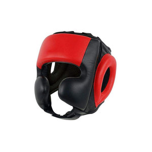 Protège-tête de boxe en cuir PU rouge unisexe, casque de sport protecteur avec fermeture à boucle pour la protection de la tête - Product Image 3