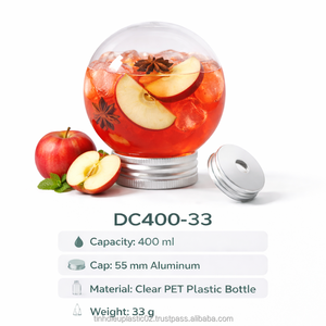 400ml Light Bulb PET Bottle 55mm Neck Aluminum Screw Cap OEM Factory <b>Plastic</b> <b>Jar</b> for Juice Milk Tea Beverage Packaging - Product Image 1