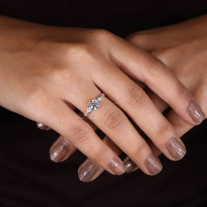 Igi แหวนแต่งงานสไตล์วินเทจได้รับการรับรองจาก milgrain แหวนหมั้นเพชรที่เจียระไนในห้องปฏิบัติการพร้อมด้วยแหวนเพชรหกแฉก - Product Image 6