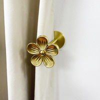 Attache-rideau décoratif en métal doré antique, style traditionnel, avec motif floral