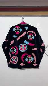 Veste en velours noir Handmaid Suzani, motif brodé de basket-ball, style bohème, cadeau pour une amie - Product Image 6