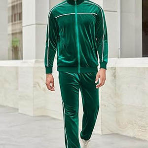 Wholesale Men Luxury Velour <b>Tracksuit</b> Soft <b>Velvet</b> Track Suit Hooded Jacket Pants Two Piece Set Stylish Solid Casual <b>Velvet</b> Track - Product Image 5
