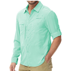 Camisa de senderismo para hombre, corte ajustado, de verano, de secado rápido, para senderismo, ciclismo, pesca, transpirable y con estampado digital. - Product Image 1