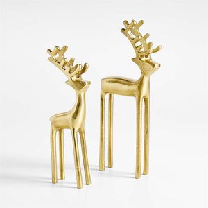 Décorations de Noël modernes en métal en forme de rennes, ensemble de 2 ornements faits à la main, finition noire - Product Image 6