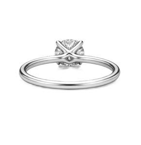 IGI Certified Round Brilliant Lab Created Diamond Engagement <b>Ring</b> Solitaire <b>Ring</b> 9K 10K Solid Gold Under Gallery Accent Diamonds - Product Image 3