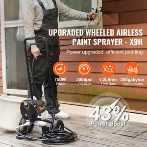 Spruzzatore di vernice airless da 750W con carrello elettrico ad alta efficienza da 3000PSI per pittura di interni domestici con pistole a spruzzo potenti - Product Image 4