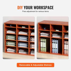 Organizzatore per Ufficio con 27 Scomparti Regolabili in Fibra di Media Densità, Contenitore in Legno per Casa, Scuola e Ufficio - Product Image 5